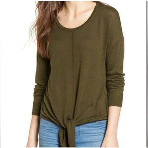Madewell Modern Tie-Front Sweater - Green - Size Small